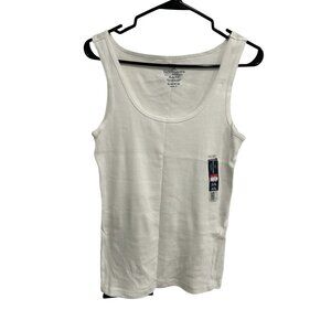 Faded Glory Ribbed Scoop Neck Sleeveless Tank Top White Sz XL Everyday Wear NWT